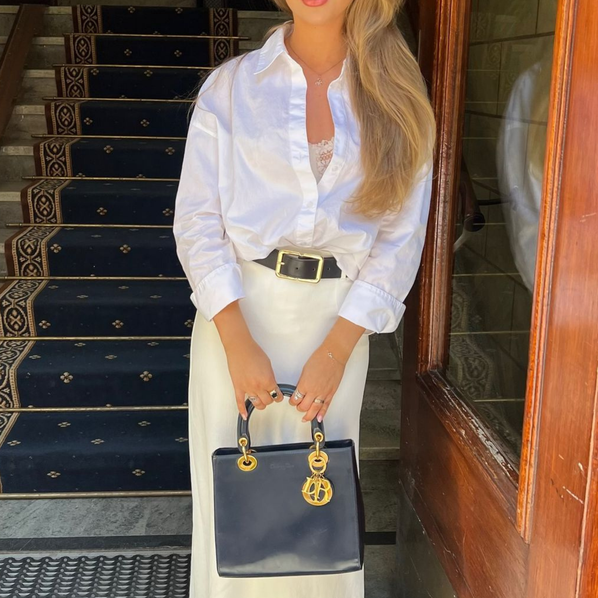 Christian Dior Medium Lady Dior Yellow Leather