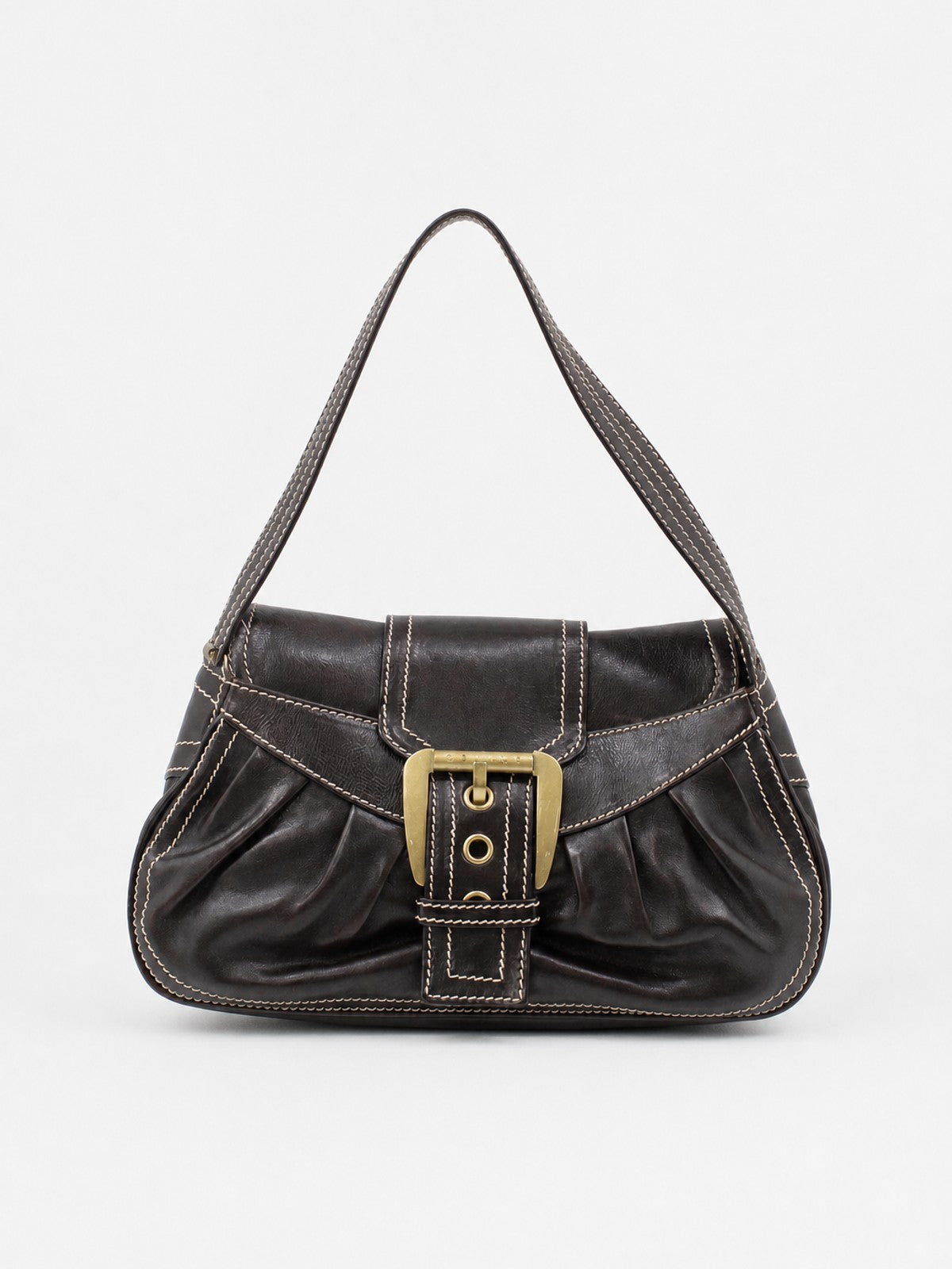 Celine Shoulder Bag Brown Leather